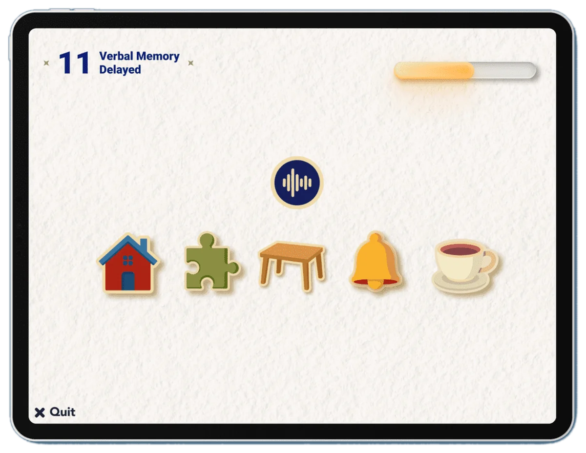 Verbal Memory Delayed task screen