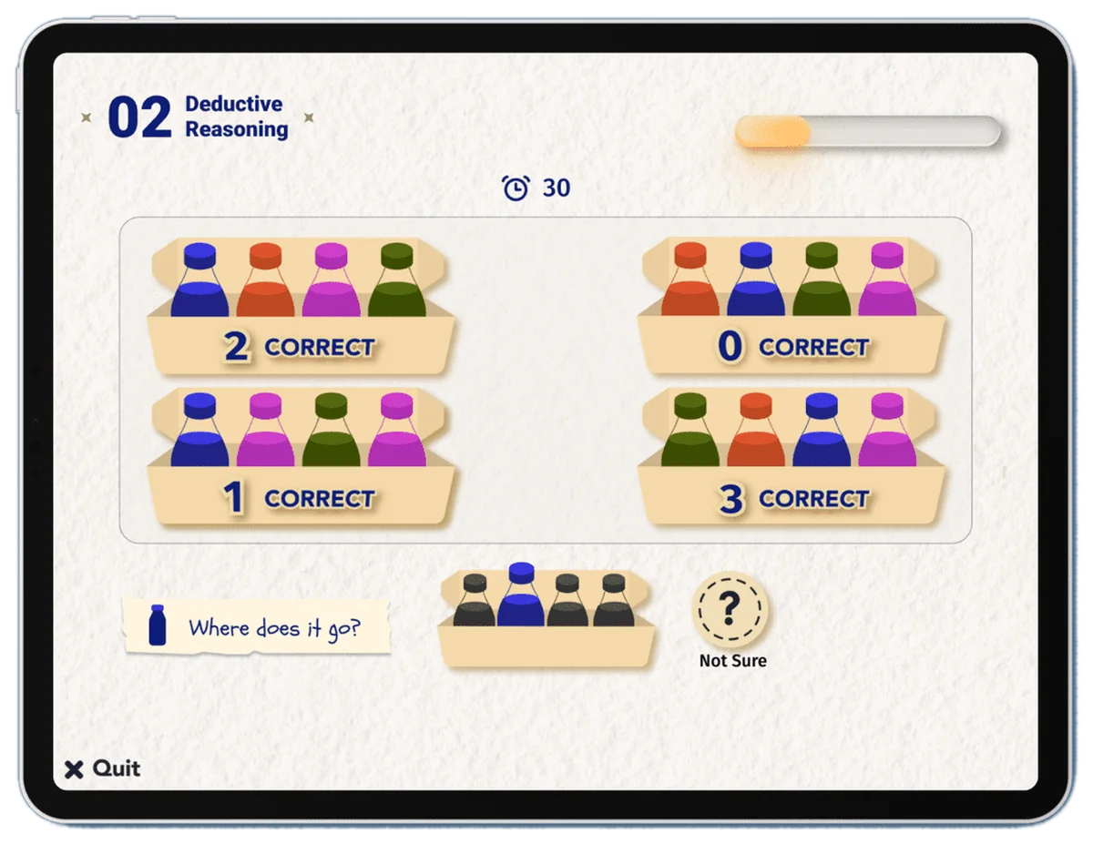 Deductive Reasoning task screen