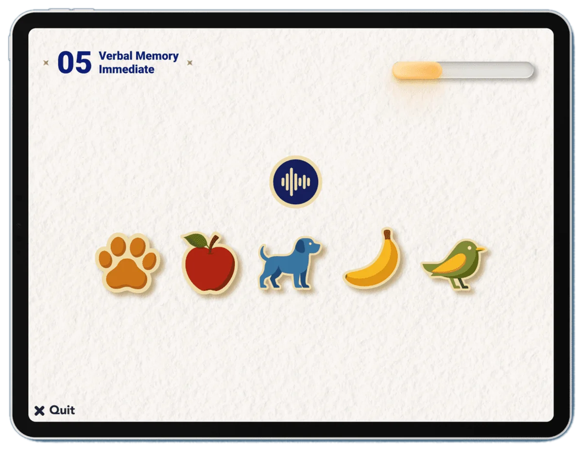 The assessment: a live task screen